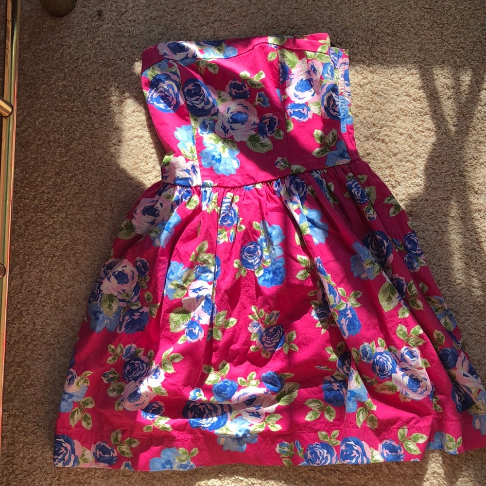 forever strapless pink floral dress